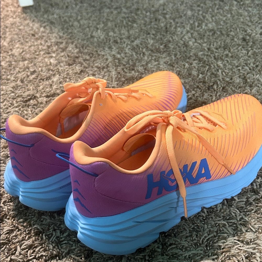 Hoka Orange and Blue Running Shoes never worn